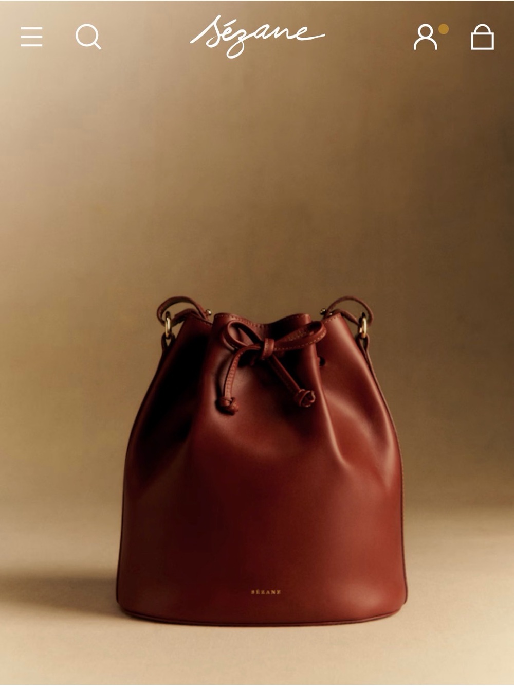 Sézane Natural Heritage Leather Farrow Bucket Bag